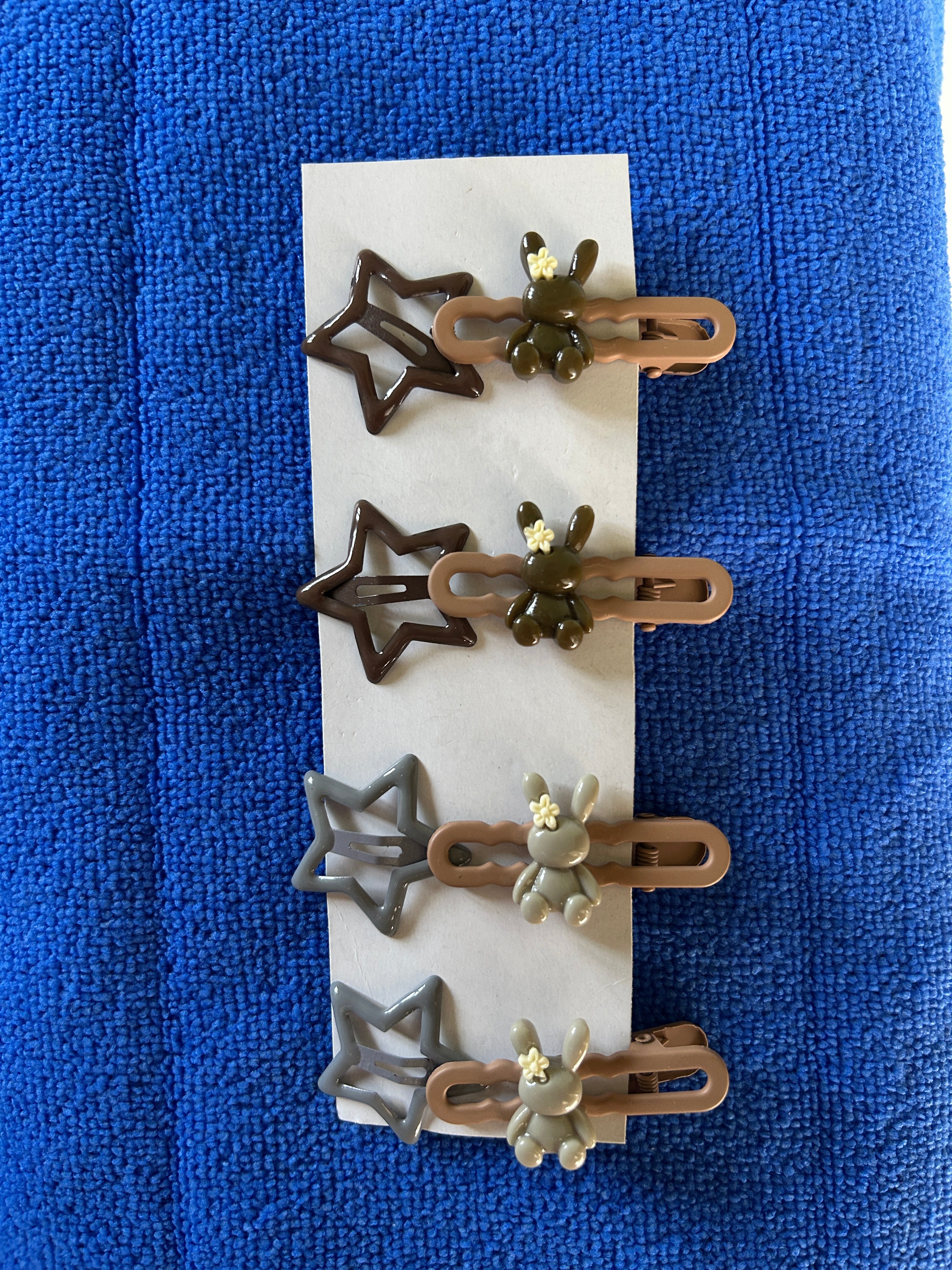 Teddy & Star Hair Clip Set for Kids – Cute Cartoon Hair Accessories for Girls 2 piece set