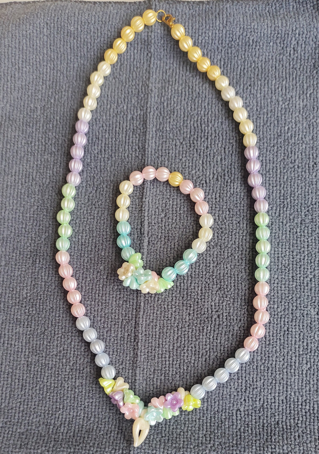 Rainbow Spherical Bead Necklace & Bracelet Set