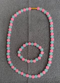 Manimuthu – Pink & Blue Glass Bead Necklace and Bracelet Combo
