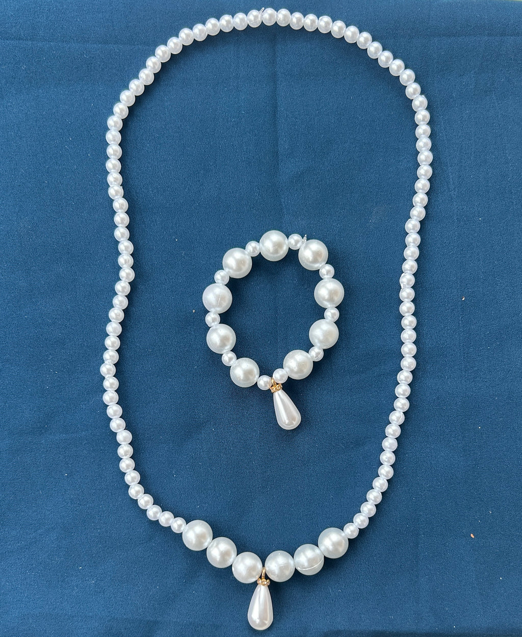 Chandrika with Pearl Small Bead – Kids Chain & Bracelet Set