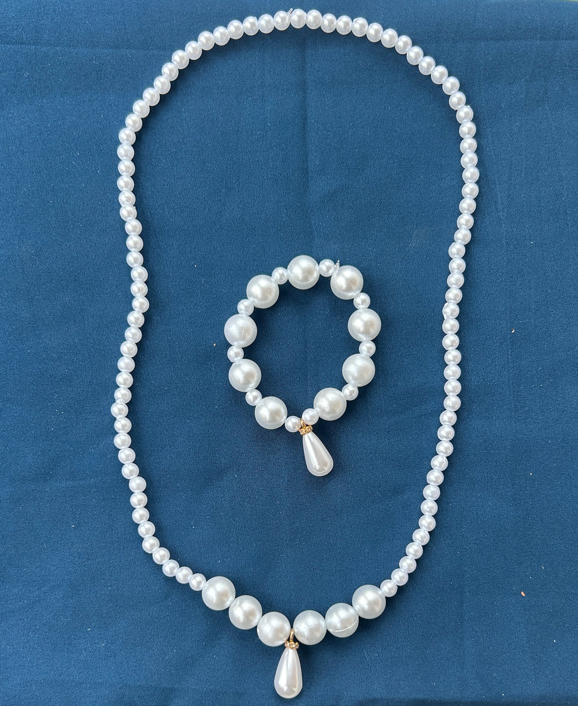 Chandrika with Pearl Small Bead – Kids Chain & Bracelet Set
