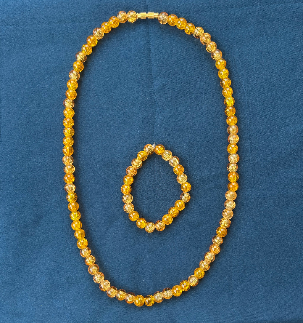 Manimuthu Golden Glass Bead – Kids Chain & Bracelet Set