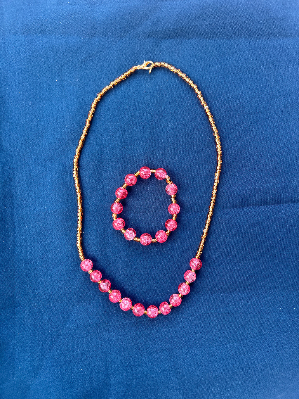 Manimuthu (Pink and Golden) - Kids Chain and Bracelet