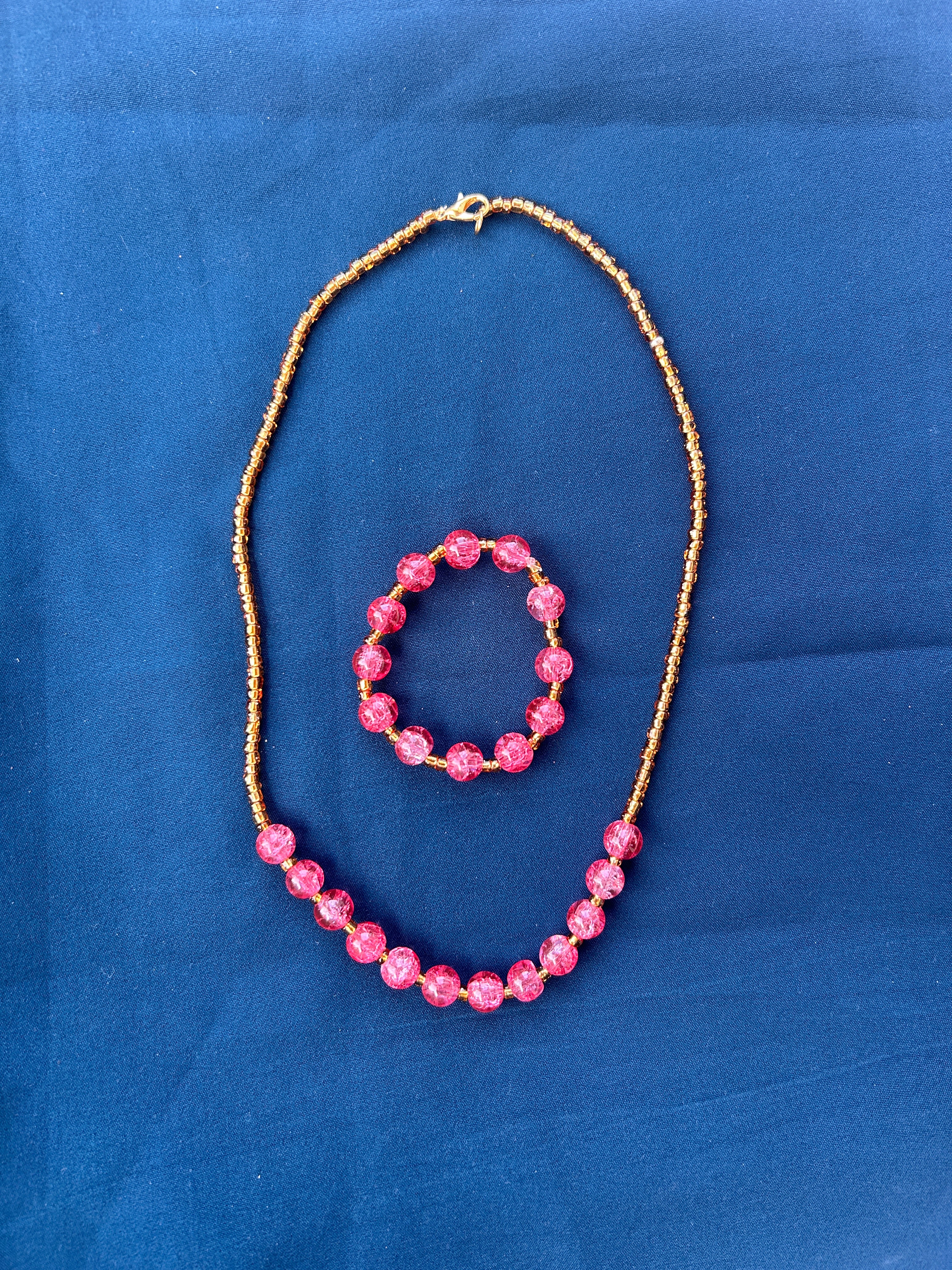 Manimuthu (Pink and Golden) - Kids Chain and Bracelet