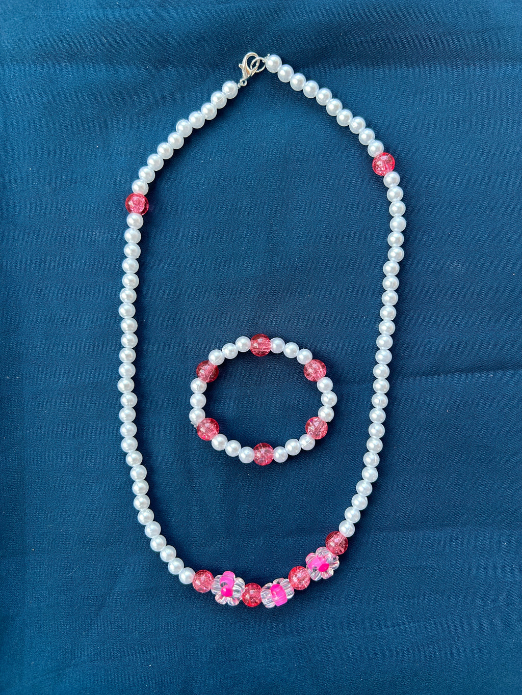 Minnaram Pink flowered – Kids Chain & Bracelet Combo