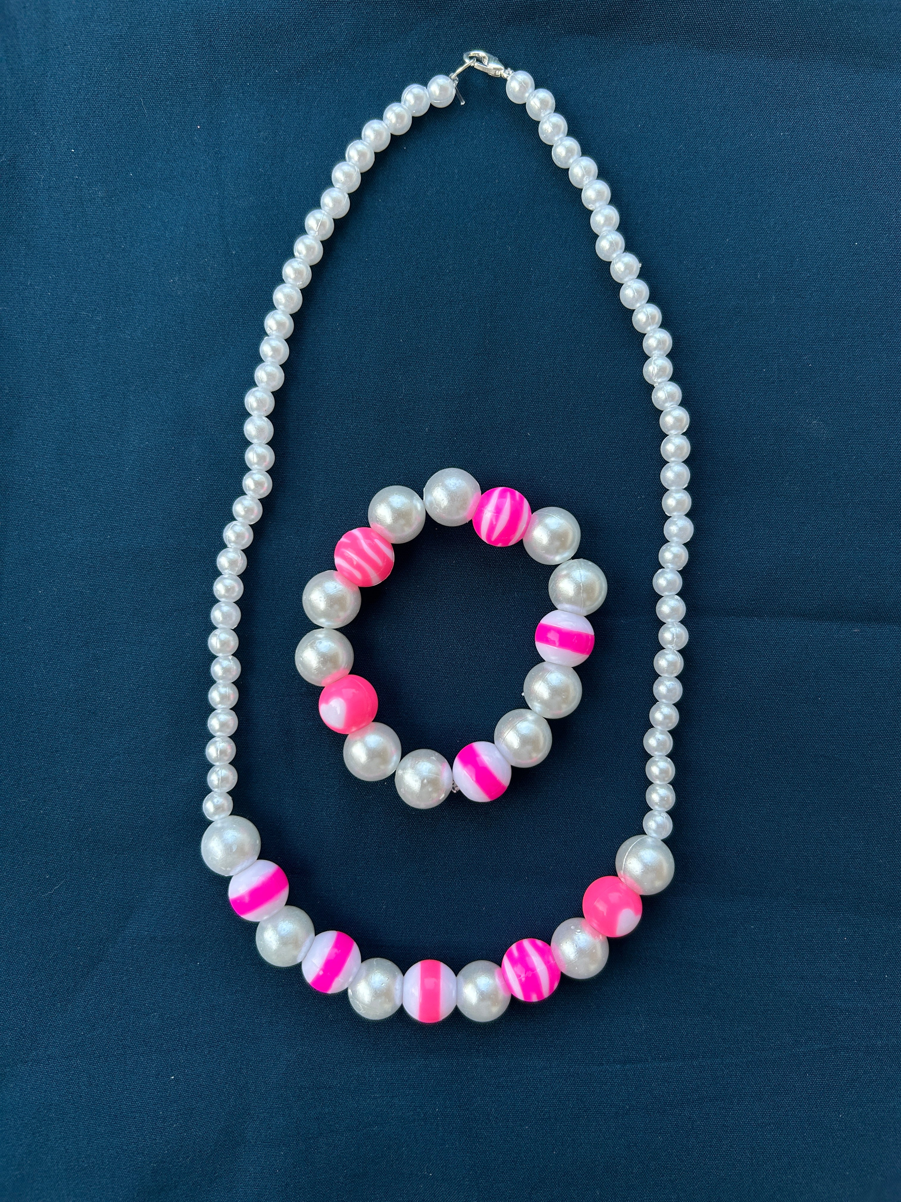 Vellaram Kallu with Pink Beads – Kids Chain & Bracelet Combo