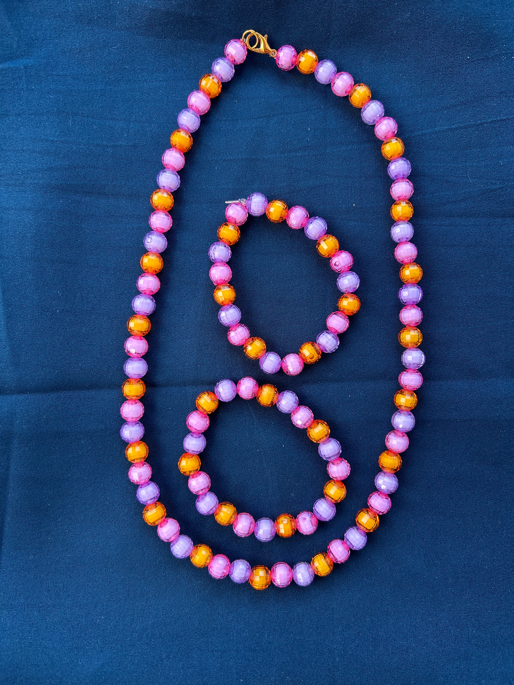 Glittering Muthu – Orange – Kids Chain &amp; Bracelet Set