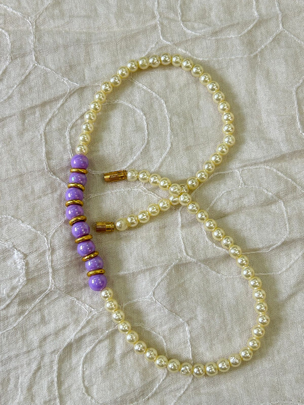 Lilac Pearl Tie Necklace