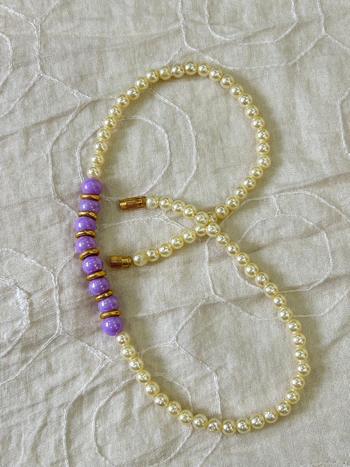 Lilac Pearl Tie Necklace