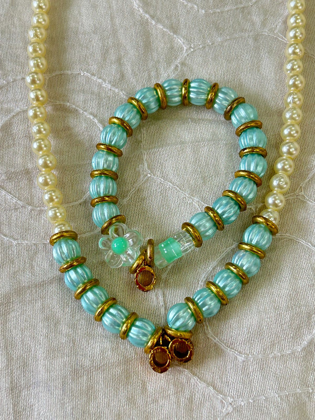 Mint Pearl Charm Set