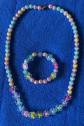 Rainbow & Flower Bead Kids Chain and Bracelet Combo – Colorful Cute Jewelry Set for Girls