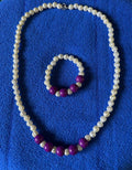 Violet Rainbow Necklace & Bracelet Combo – Colorful Beaded Jewelry Set for Girls