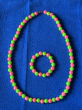 Mithila Pink-Green Necklace & Bracelet Set