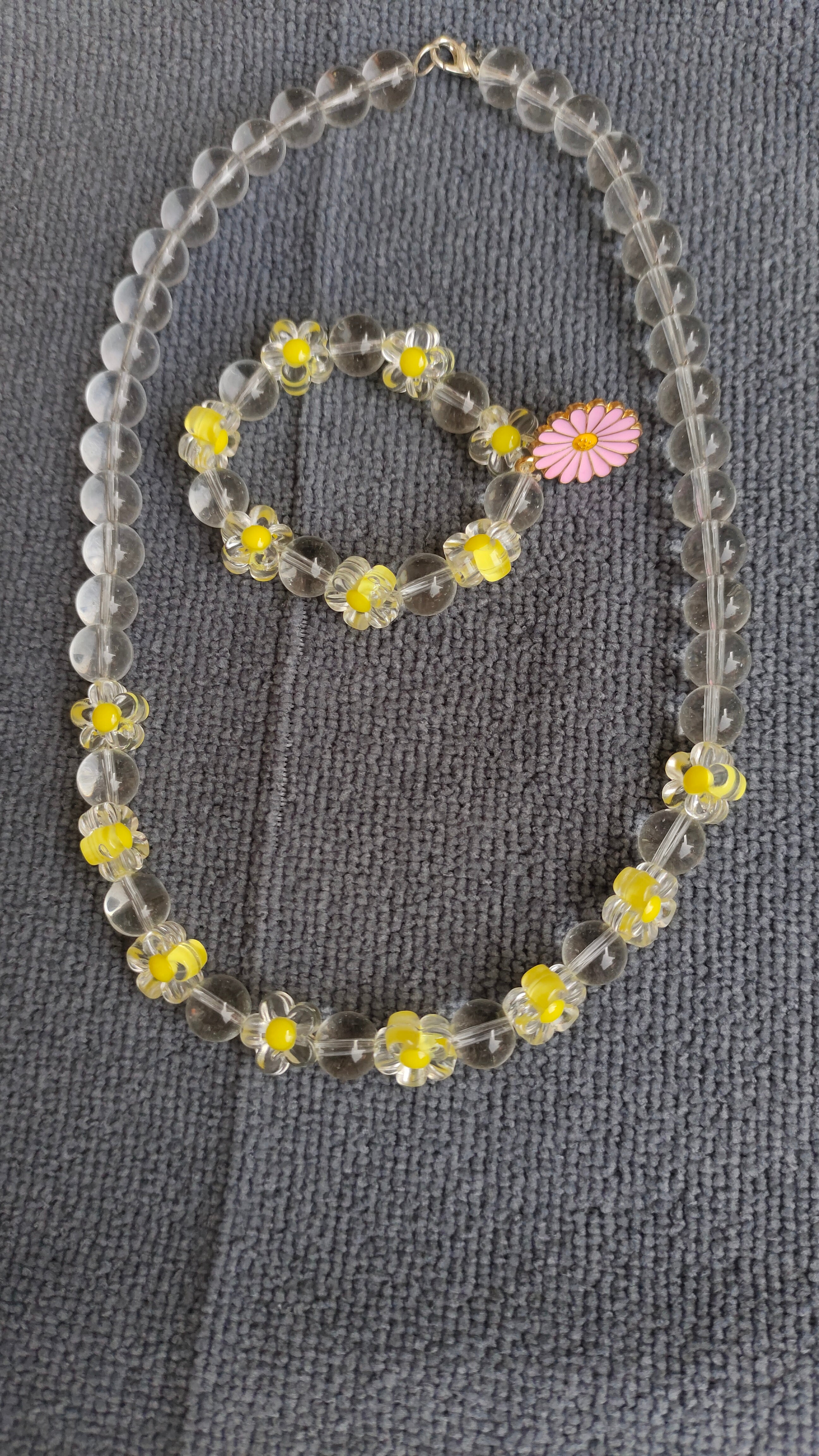 Goldy Necklace & Bracelet Combo with Pink Flower Locket
