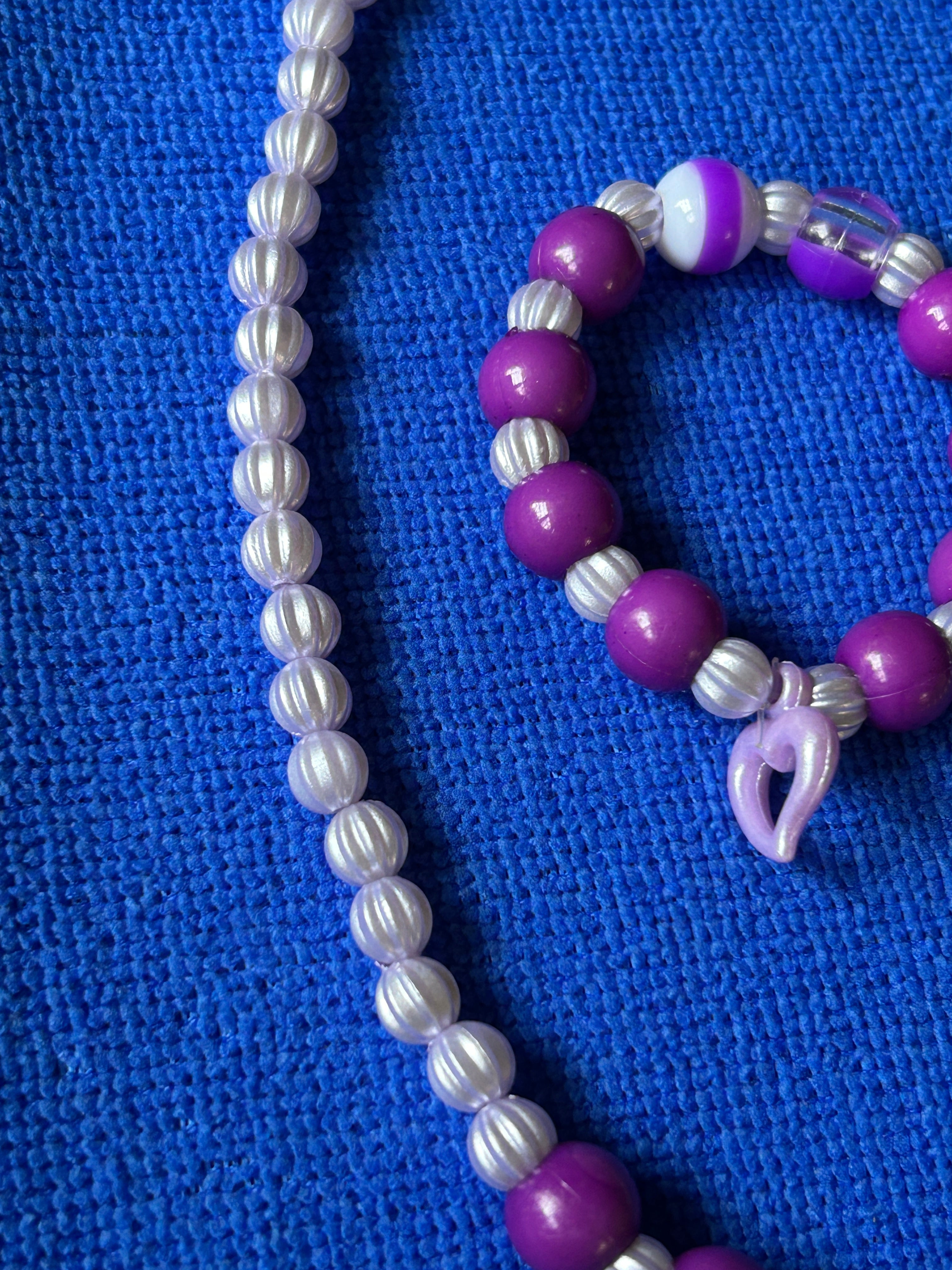 Purple Rainbow Necklace & Bracelet Combo – Colorful Beaded Jewelry Set for Girls